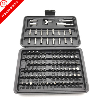 HTTMT 100 - Pcs 1/4 Torx Hex Torq Security Bit Set 100 Piece set, Black