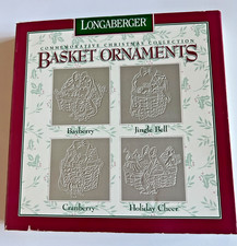 Longaberger Pewter Basket Ornaments Bayberry Jingle Bell Cranberry Holiday Cheer