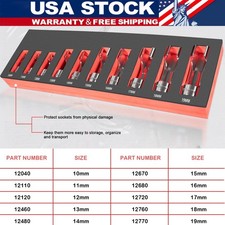 12030 Flare Nut Socket Set 38 Drive Fuel Line Socket Wrench 10mm-19mm 10pcs