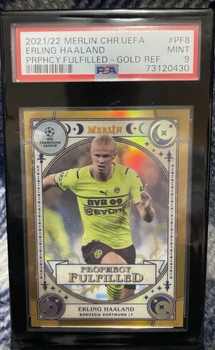 2021-22 Merlin ERLING HAALAND 09/50 Gold Prophecy Fulfilled! Jersey # PSA9 Pop14