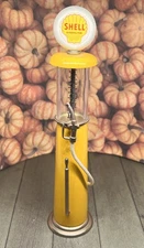 Vintage SHELL Gas Pump Yellow Die-cast Metal Mini Replica Desk Top 7.5" display