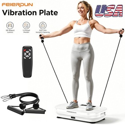 FEIERDUN Vibration Plate Exercise Machine 99Level 330lb-Fitness Platform Workout