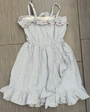 Janie And Jack The Bright Mix Poppy Dress Size 6 Blue Stripe Ruffle Floral