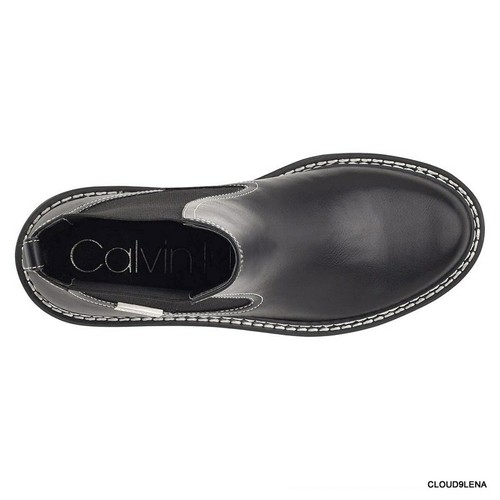 Nueva CALVIN KLEIN Shari Lug Sole Chelsea Bota Cuero Negro Tamaño 9.5M - Imagen 11 de 12