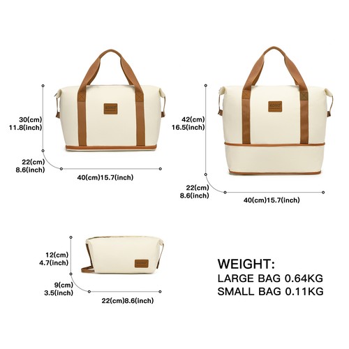 Cream 12/20/24/28Inch Hard Shell ABS Suitcase 4 Wheels Cabin Luggage Travel Bag - Picture 28 of 28