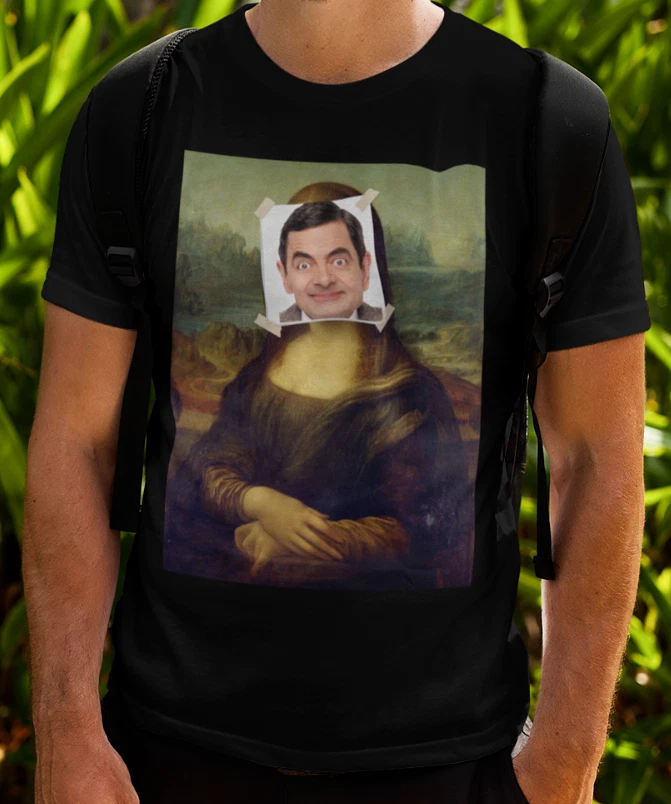 Mr Bean Mona Lisa Novelty T-SHIRT Funny 90's Comedy TV Show