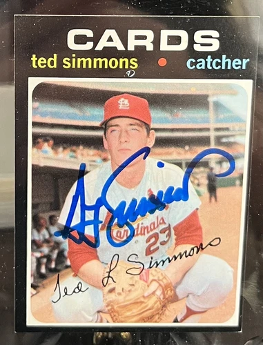 1971 Topps SIGNED TED SIMMONS RC #117 AUTO St. Louis Cardinals HOF ROOKIE BEAUTY