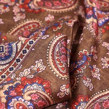 19th Century Vintage Style Men's 100 Silk Twill Pocket Square Brown Paisley 21"