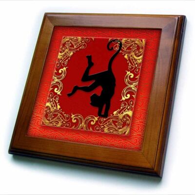 3dRose Chinese Zodiac Year of the Monkey Chinese New Year Red, Gold and Black  8
