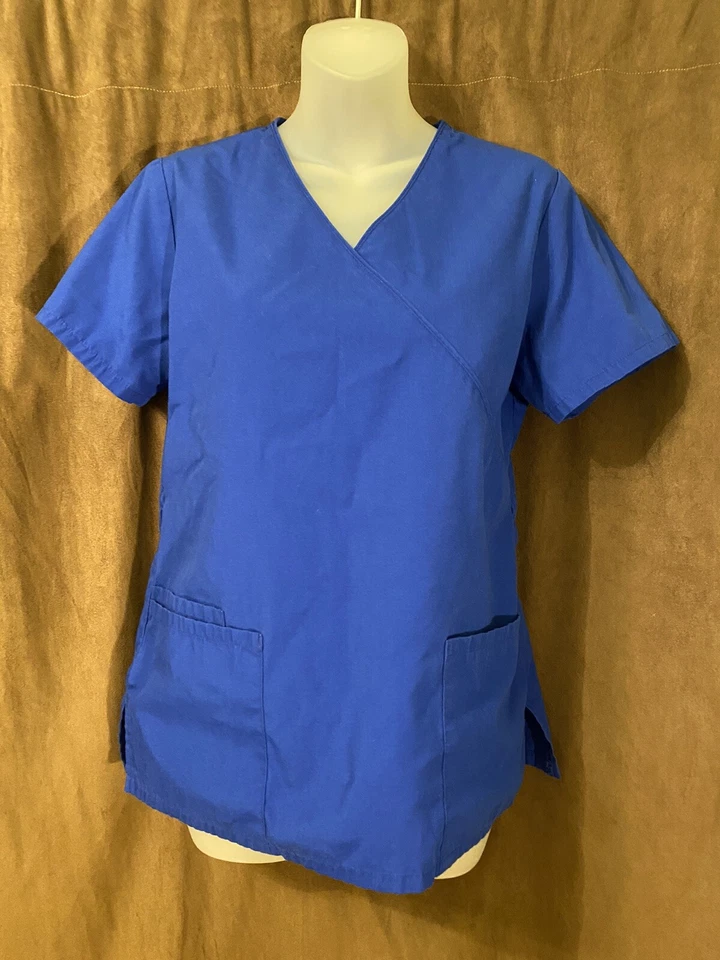 Electric Blue Women’s Scrub Top & Bottom XS Drawstring Simply Basic Brand - Image 2 of 4