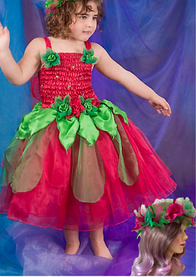 green emerald velvet dress Toddler Girl Woodland Fairy Dress In-Stock / 120 main image 1