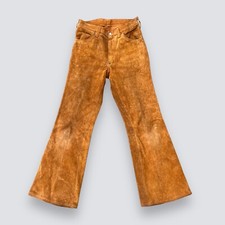 Vintage 1960s Suede Leather Pants Cowhide Biker 27 X 28 Custom Made Hippie