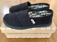 TOMS Toddler Girls Classic Canvas Shoes - Solid Black - Tiny 11