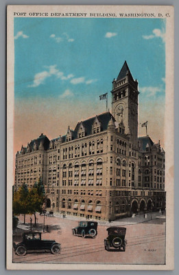 Postcard DC Post Office Department Building Washington DC Old Cars C13