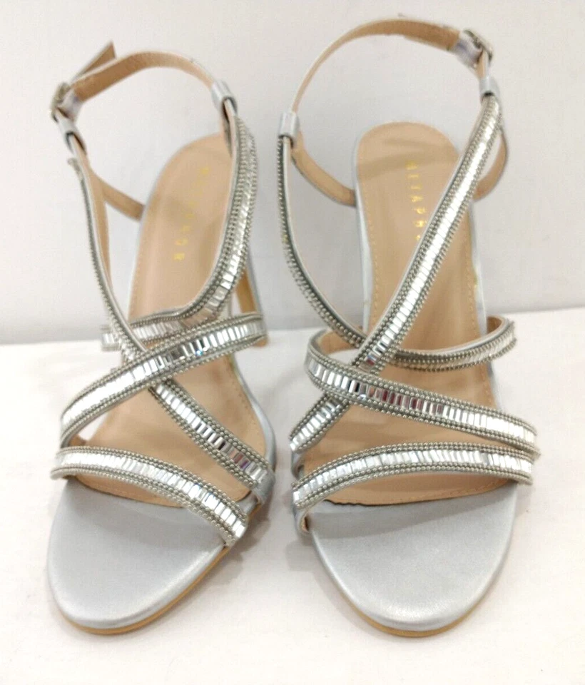 Метафора женщин императрицы с ремешками платье каблук туфли размер 8 М серебро W/стразы новый - Изображение 4 из 4