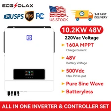 10200W 48V Solar Hybrid Inverter 2*MPPT 160A Pure Sine Wave Controller 220VAC