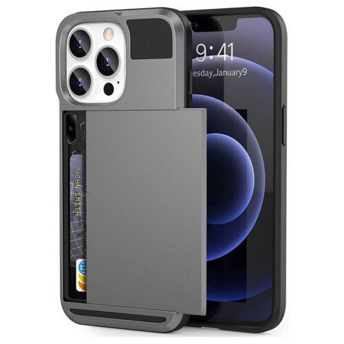 For iPhone 11 12 13 14 15 Slide Card Holder Case Hybrid Shockproof Wallet Cover - Picture 19 of 22