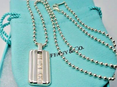 Tiffany & Co. Sterling Silver Atlas Dog Tag Pendant 17