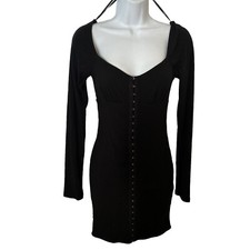 Forever 21 Black Mini Dress Medium Hook Eye Front Closures