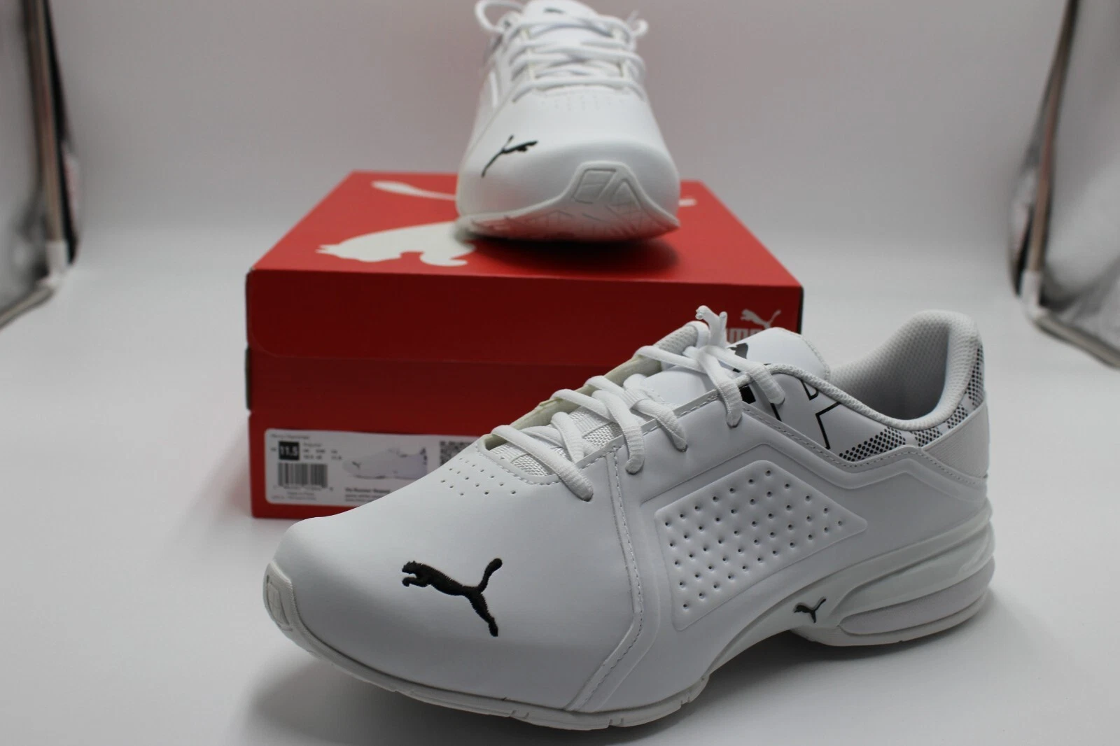 Taglia 11 5 PUMA Viz Runner Repeat Bianco Nero C1711