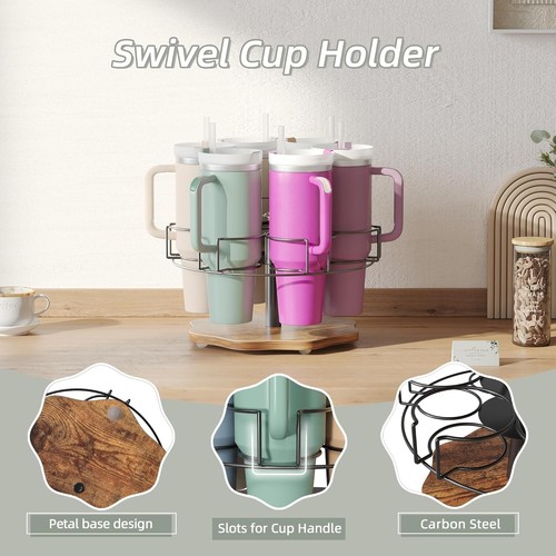 NETEL Stanley Cup Organizer Rotatable Tumbler Organizer 6 Slot Revolving Water B - Picture 8 of 11