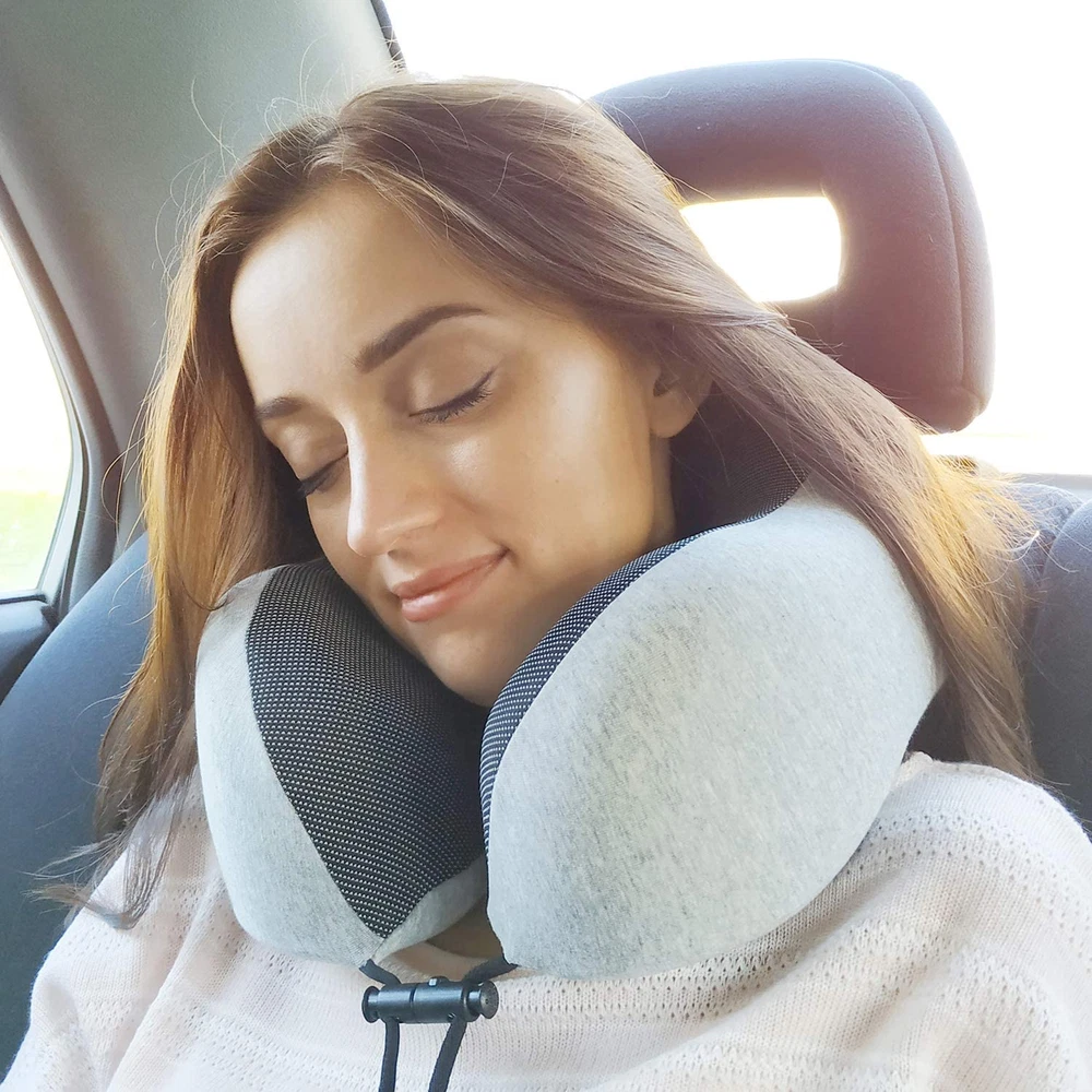 Memory Foam Airplane Travel Neck Pillow for Comfortable Flight Sleep