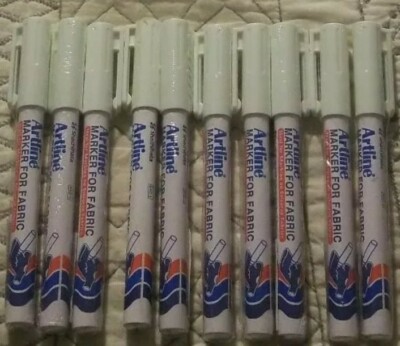 10* Artline EKC-1 47177 White Markers For Fabric, Bullet