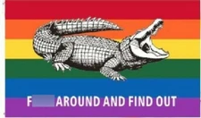 3X5 FLORIDA GATOR F AROUND AND FIND OUT RAINBOW PRIDE FLAG 2024 FLAG 100D