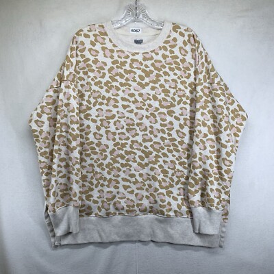 Aerie Women's Sweatshirt Oversized Medium Cheetah All Over Print Super  Comfy
