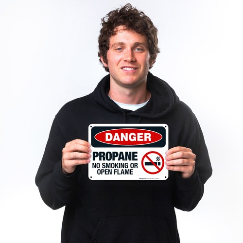 Danger Propane No Smoking Or Open Flame Sign, OSHA Danger Sign, - Picture 18 of 86