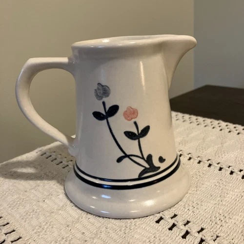 Vintage Pfaltzgraff "Windsong" Stoneware Creamer/Pitcher -Pink/Blue Flowers 4.5”