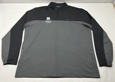 Travis Mathew Jacket Mens XXL Black Gray Full Zip Lightweight Golf - Corp Logo