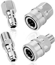 2 Sets NPT 1/4 Inch Pressure Washer Coupler Quick Connect Plug Stainless Steel 