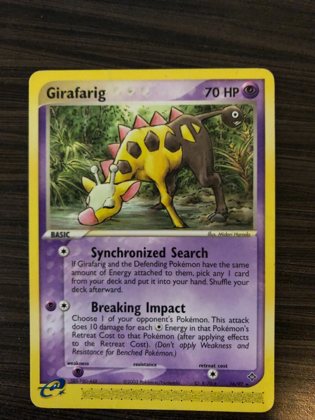 SEE PICTURES Girafarig 16/97 EX Dragon RARE Pokemon Card NM CONDITION