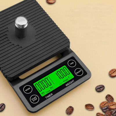 Portable 5kg/0.1g Digital Drip Coffee LCD Scales Kitchen Weighing Scale w/ Timer