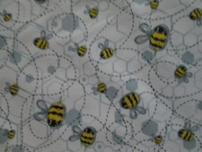 BUMBLE BEES BUZZING YELLOW BLUE GRAY SWIRLS BEE COTTON FABRIC FQ