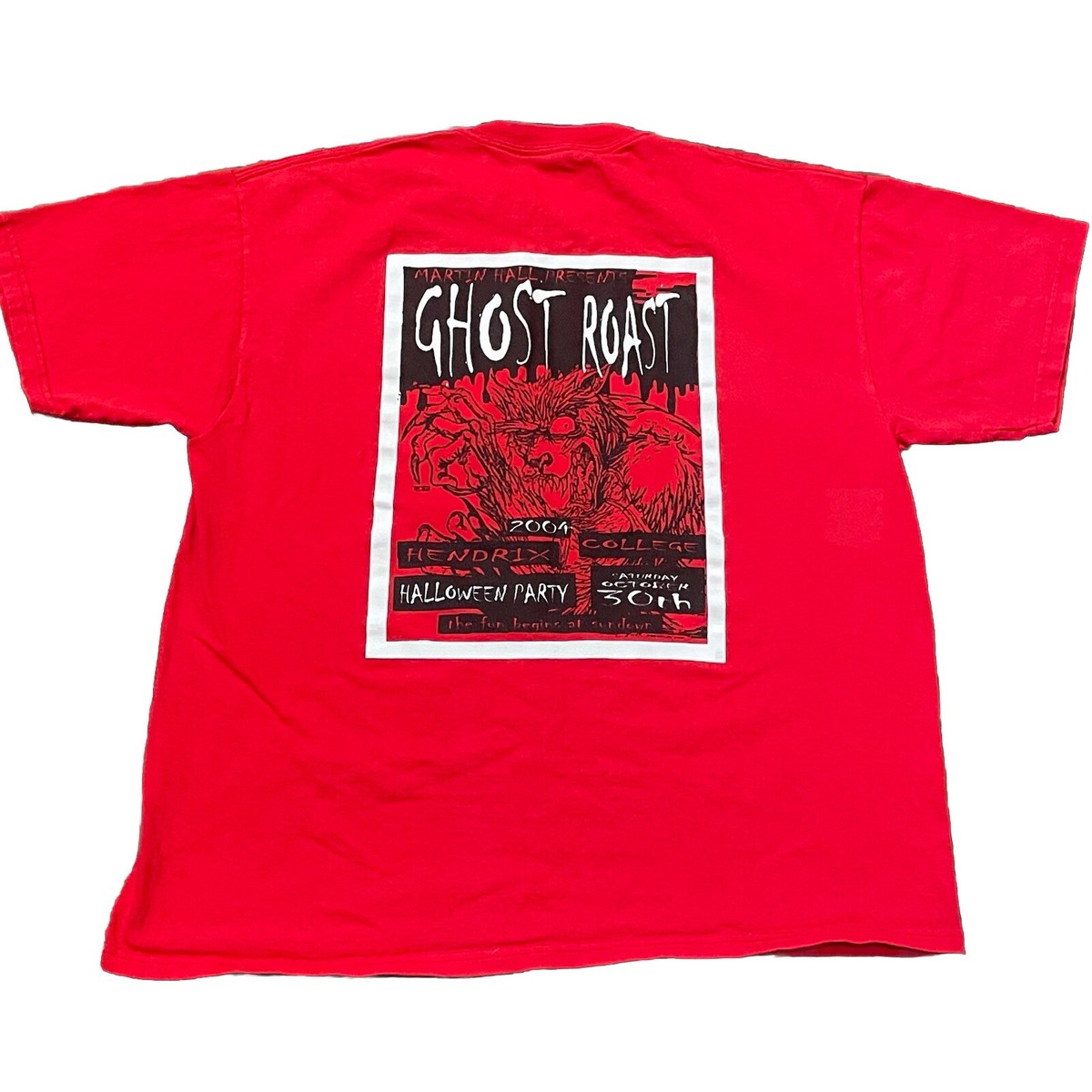 2004 Hendrix College Ghost Roast Halloween Red T-Shirt Conway