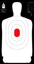 (100) B-27(REV)(RC) 50 Yard Silhouette Target [24" x 45" Reversed w/Red Center]