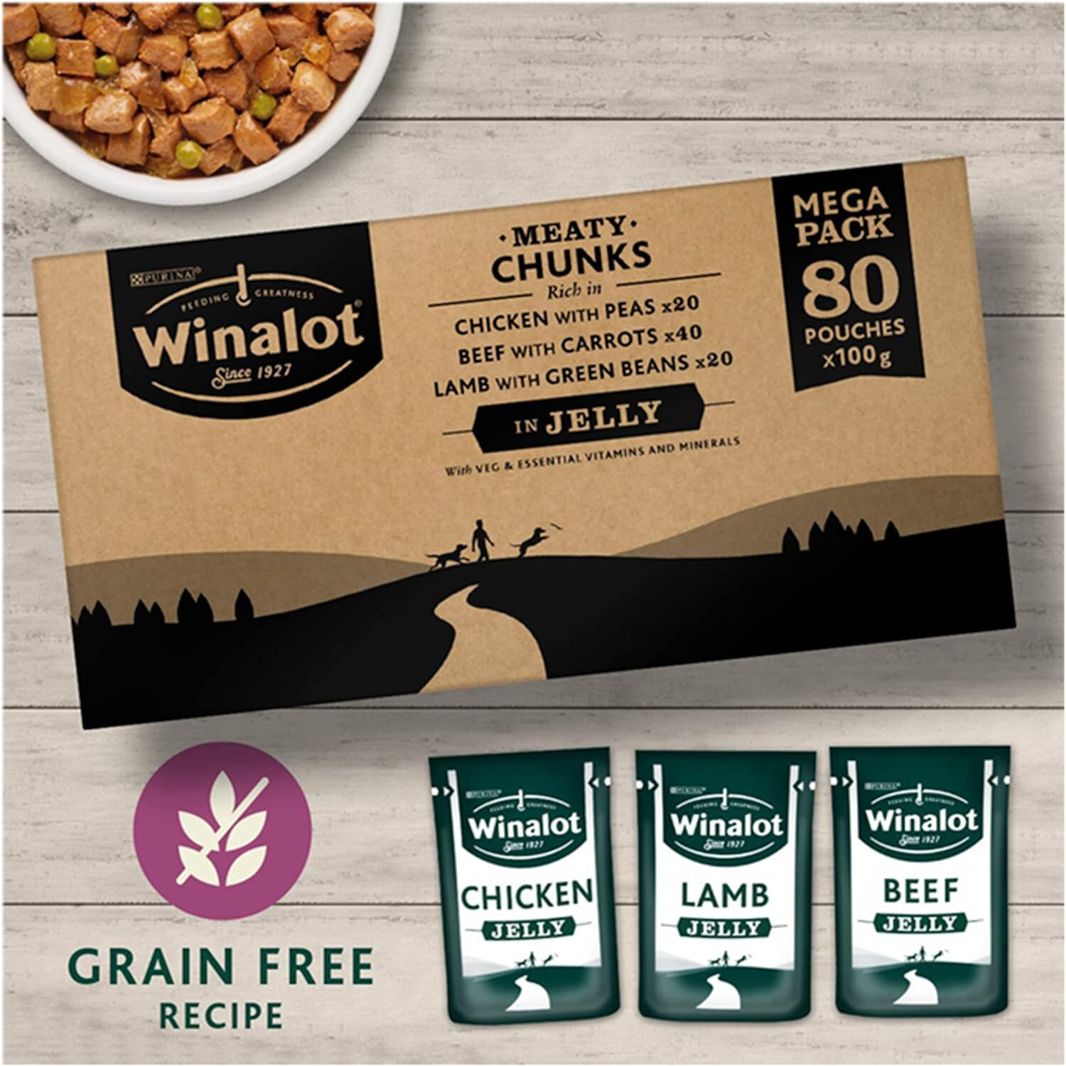 Winalot Dog Food Pouches Mixed in Jelly, 80 x 100 g, No added artificial colors eBay