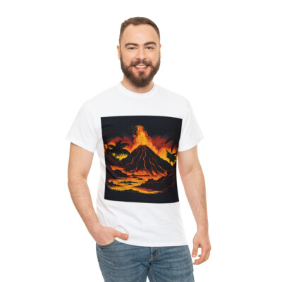 Vintage Style Volcano T Shirt Unisex Adult Hawaii Summer Retro