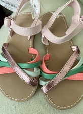 NWT Girls 7 Gymboree ISLAND CRUISE Metallic Multi Color Straps SANDALS Adjust