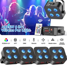 4Pcs LED Stage PAR Light RGBWA UV DMX Beam Wash Lighting Club Party Halloween