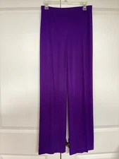 Leonard Paris purple straight leg dress pants size 40 (size M US) elastic waist