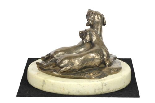Braque de Weimar - Figurine Avec Chien Sur Sandigem Marbre Art Dog - Photo 1/5