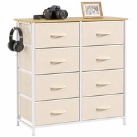 Kommode Schrank Mit 8 Schubladen Aus Stoff, Haken, Seitentasche, Stahlrahmen