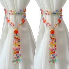 Magnetic Curtain Tie Backs for Curtains 2 Pack, Boho Curtain Tiebacks, Colorful