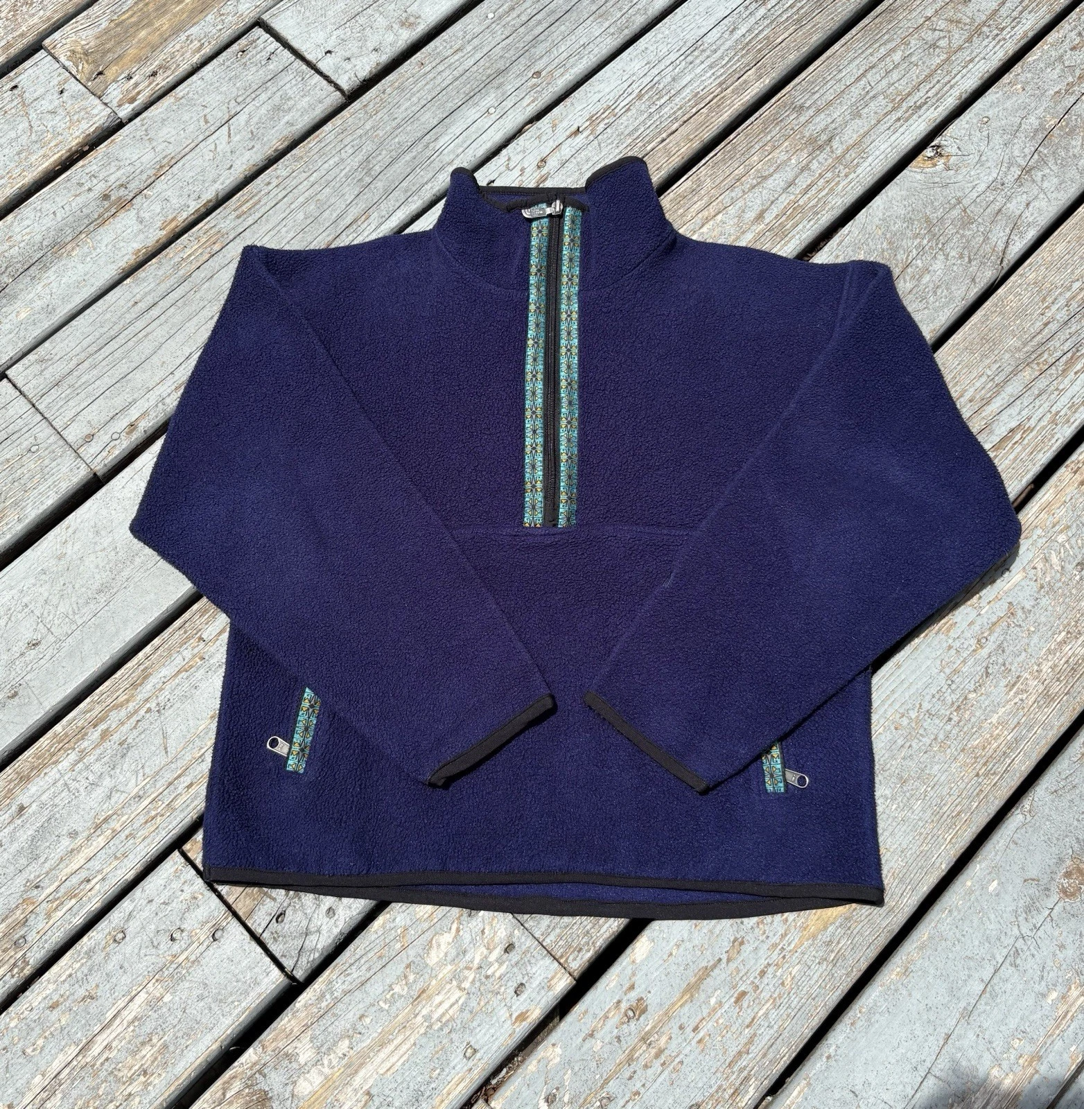 VINTAGE THE NORTH FACE QUARTER ZIP FLEECE SWEATSHIRT 90s MADE IN USA BLUE