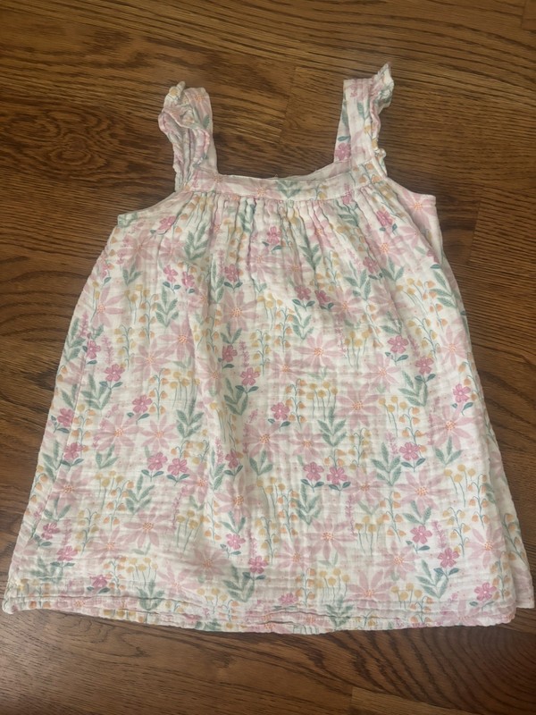 Angel Dear Floral Muslin Dress Kids Girls White Purple Yellow Boho lightweight 5