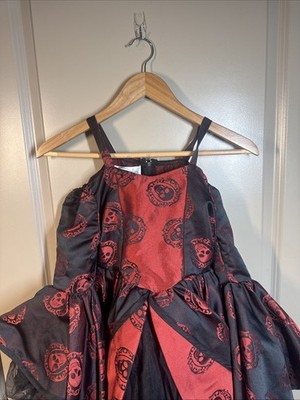 Chasing Fireflies Girls Costume Dress Skulls Red Black SZ 8