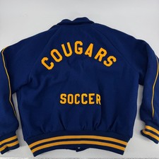 Vintage Empire Varsity Jacket XL Blue Yellow Cougars Soccer 70s Union Made NYC